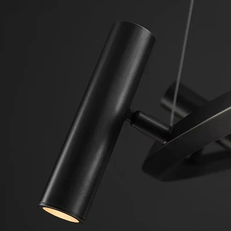 Afralia™ Black Metal Round LED Pendant Chandelier for Indoor Lighting