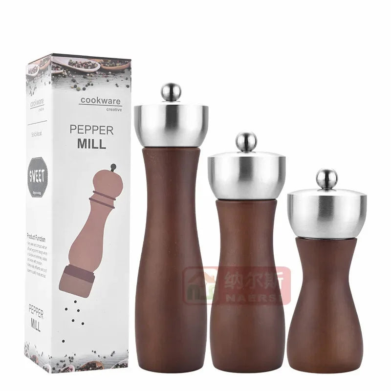 Afralia™ Wood Pepper Mill Grinder Black Ceramic Core Kitchen Tool