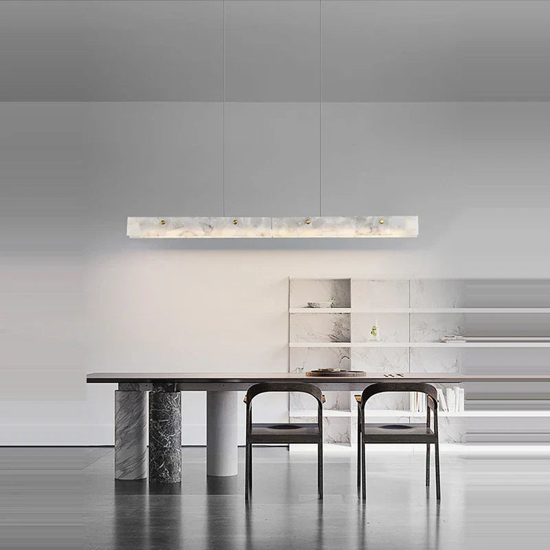 Afralia™ Marble Stainless Steel LED Pendant Light Chandelier for Dining Room