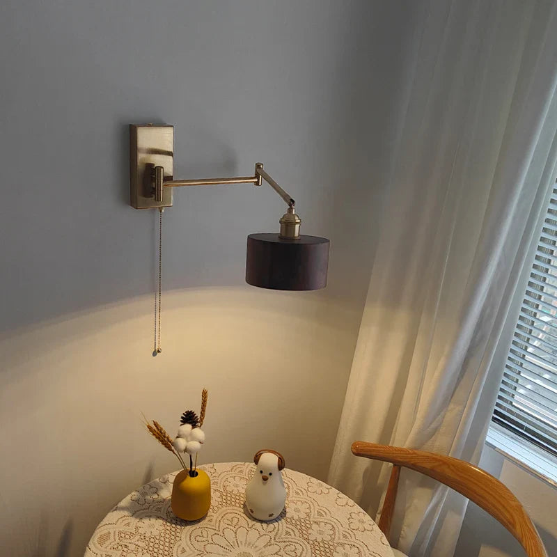 Afralia™ Modern Wooden Wall Sconce LED Light Fixture Rotate UP Down Bedroom Lamp