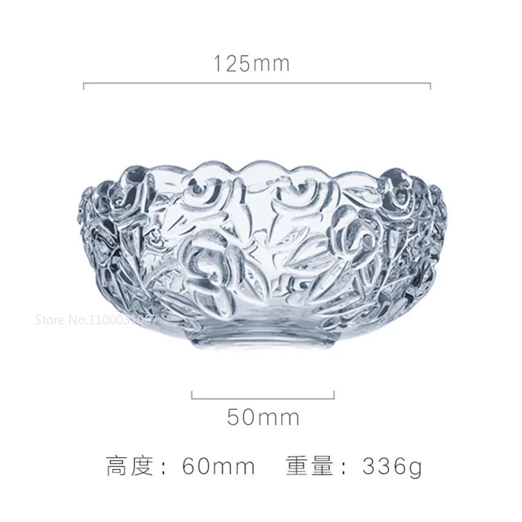 Afralia™ Glass Salad Bowl with Golden Edge - Vintage Engraving, Relief Craft