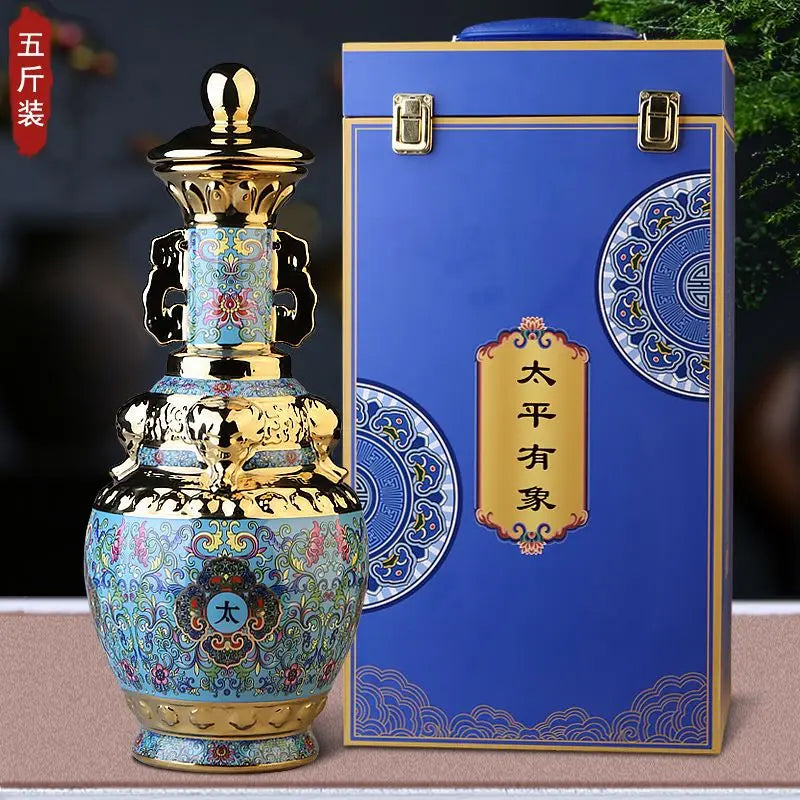 Afralia™ Jingdezhen Ceramic Wine Bottle 5kg High-Grade Sealed Set White Wine Jar