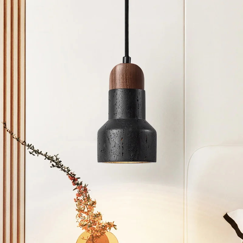 Afralia™ Black Stone LED Hanging Pendant Light for Modern Home Decor