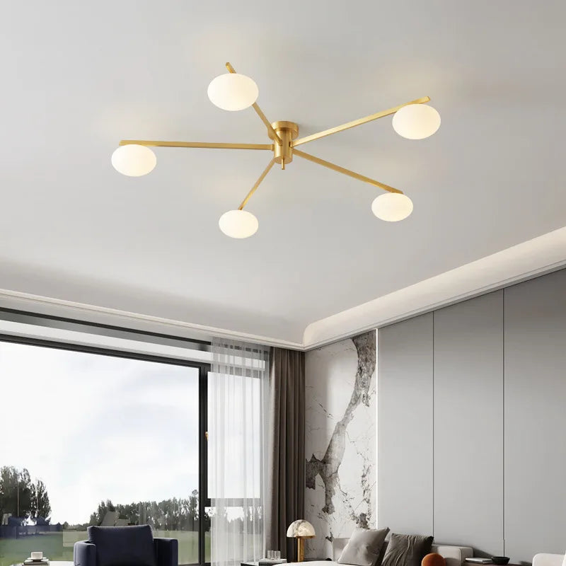 Afralia™ Brass Glass Ceiling Lamp, G9 Bulb Suspension Light for Bedroom, Living Room