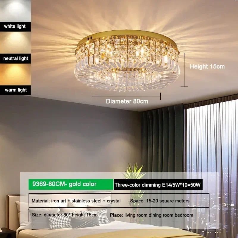 Afralia™ Crystal Glass Round LED Ceiling Light - Luxury Indoor Lighting Solution