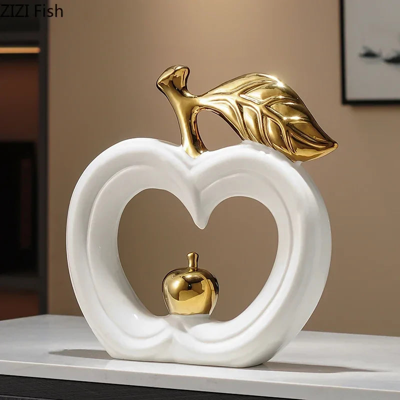 Afralia™ Gold Pear Ceramic Sculpture Desk Ornament Aesthetics Decor