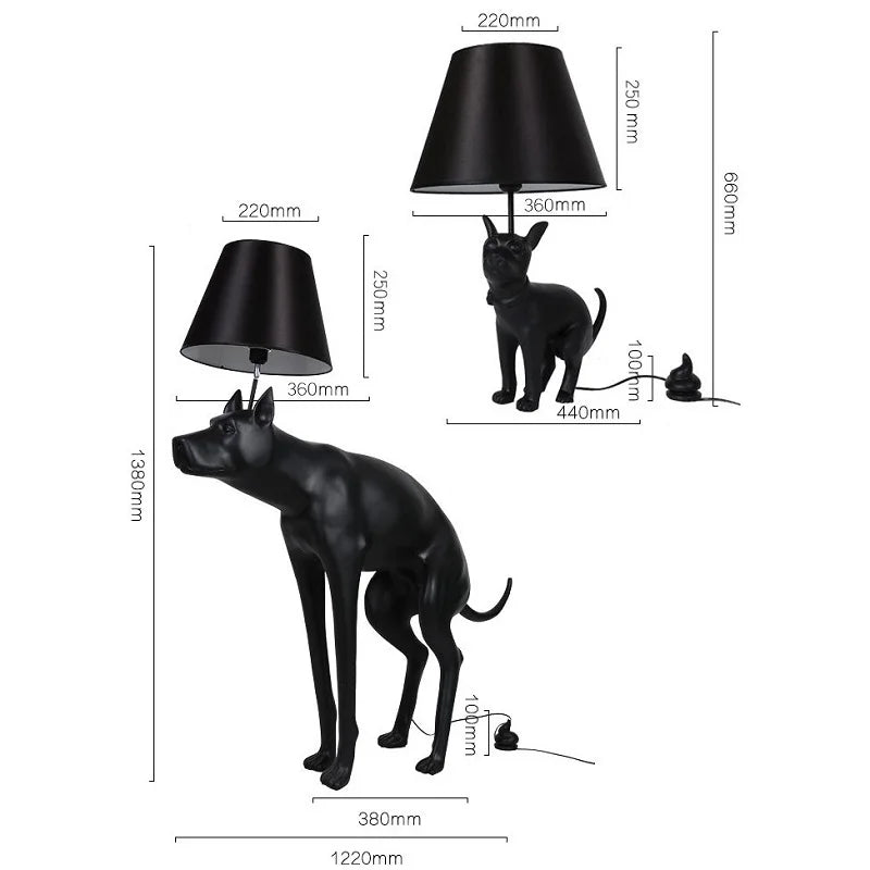 Afralia™ Big Dog LED Floor Lamp Black Dog Table Lamp E27 for Living Room