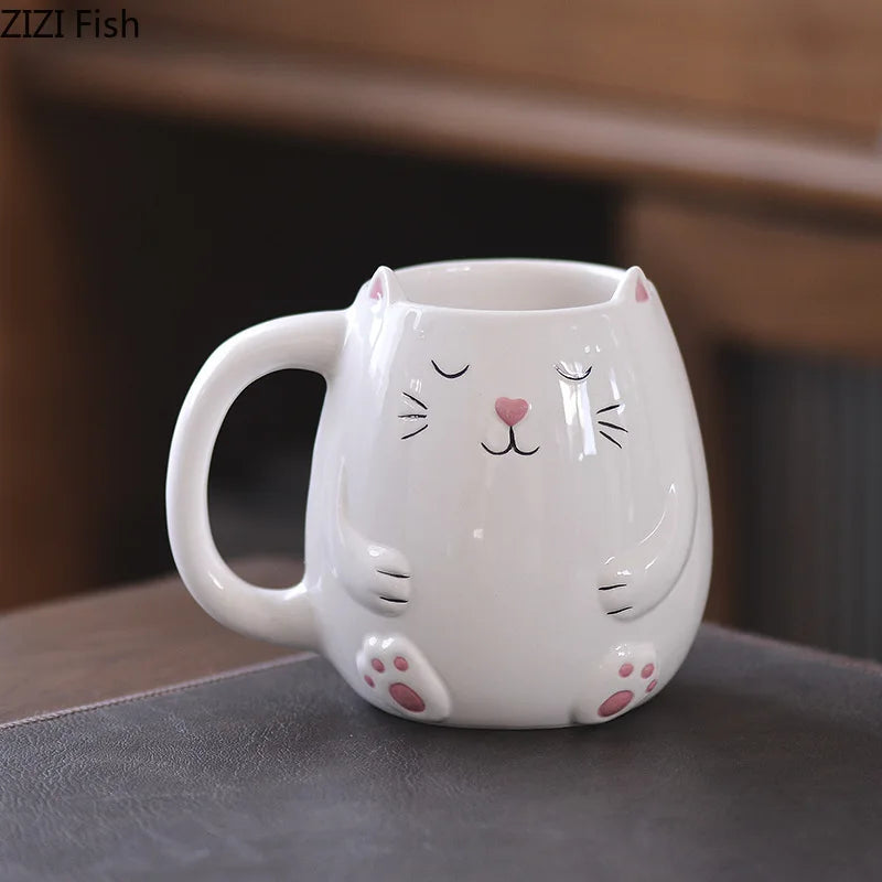 Afralia™ Cute Cartoon Animal Ceramic Mug Kids Breakfast Cup Christmas Gift