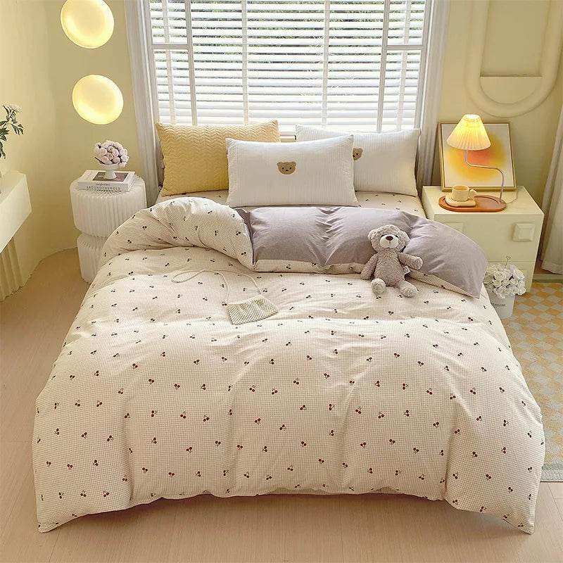 Afralia™ Nordic Plaid Cotton Duvet Cover for All Seasons - Single/Double Bed