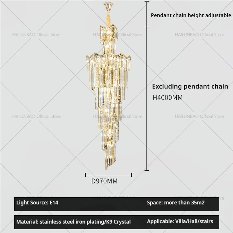 Afralia™ Crystal Chandelier: European Villa Hotel Luxury Hollow Building Middle Floor Lighting