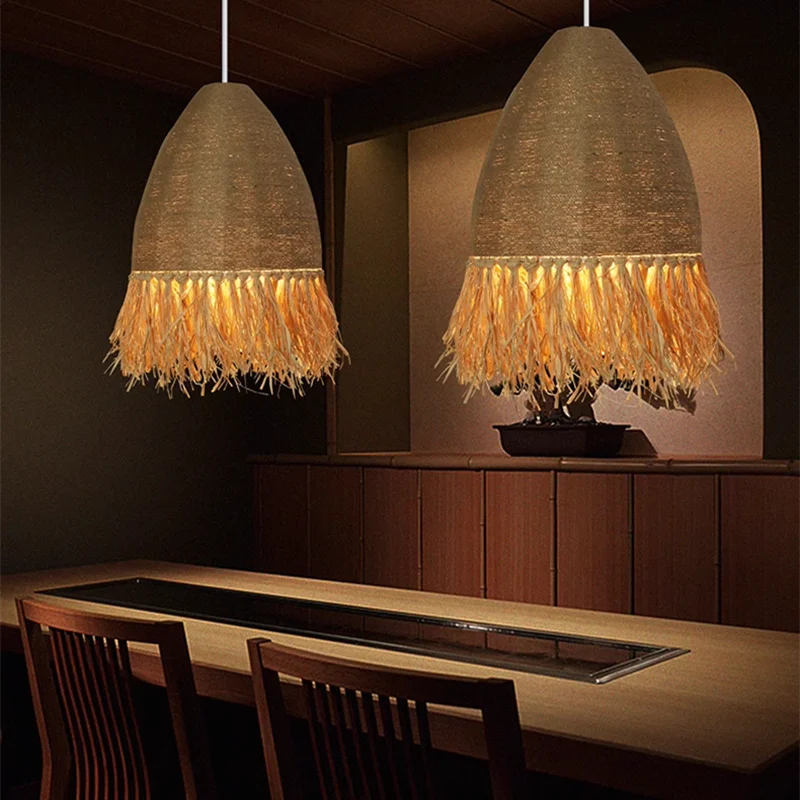 Afralia™ Rattan Pendant Light Chandelier, Woven Shade, Retro Design for Dining Room, Bar, Bedroom