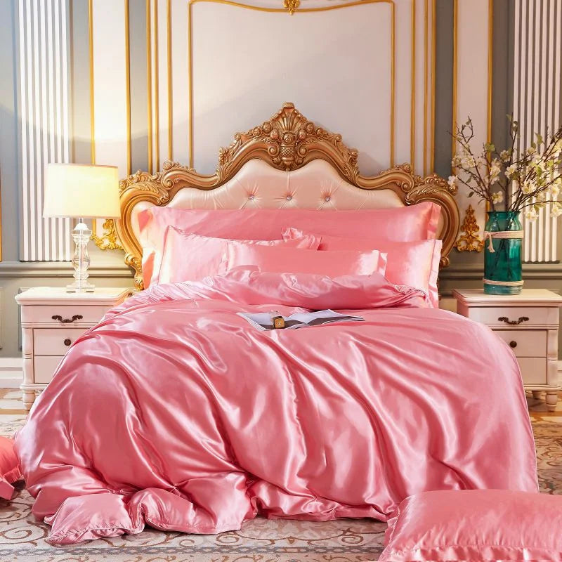 Afralia™ King Size Silk-Blend Duvet Cover Set with Pillowcases