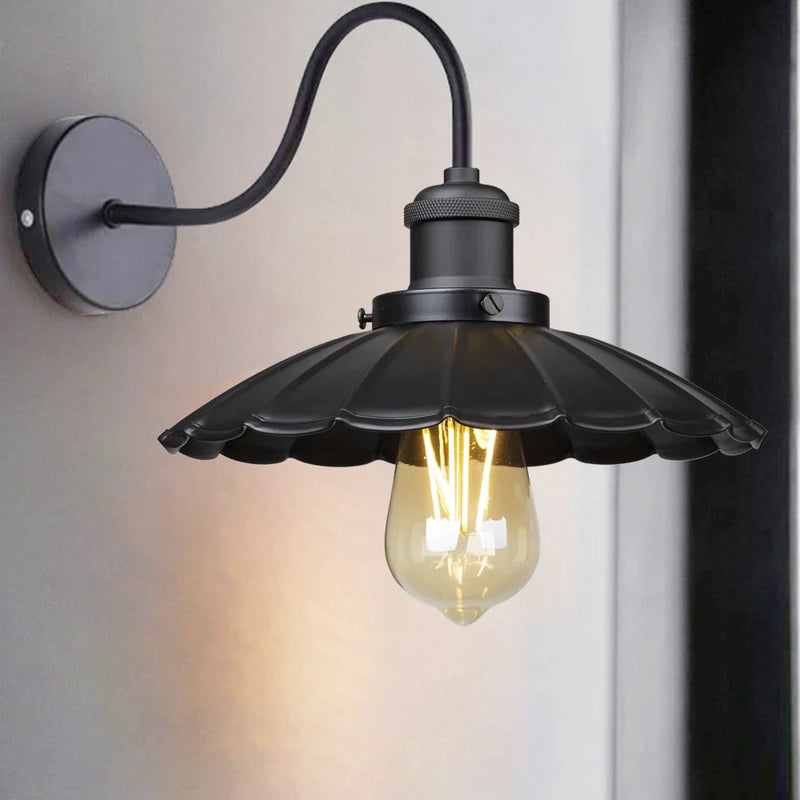 Afralia™ Vintage Black Gooseneck Barn Light Wall Sconce E27 Industrial Farmhouse Wall Mount Lamp