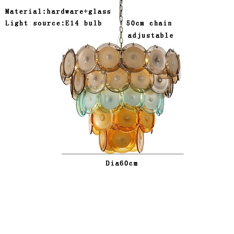 Afralia™ Colorful Glass LED Ceiling Chandelier: Vintage Pendant Home Decoration for Living Room