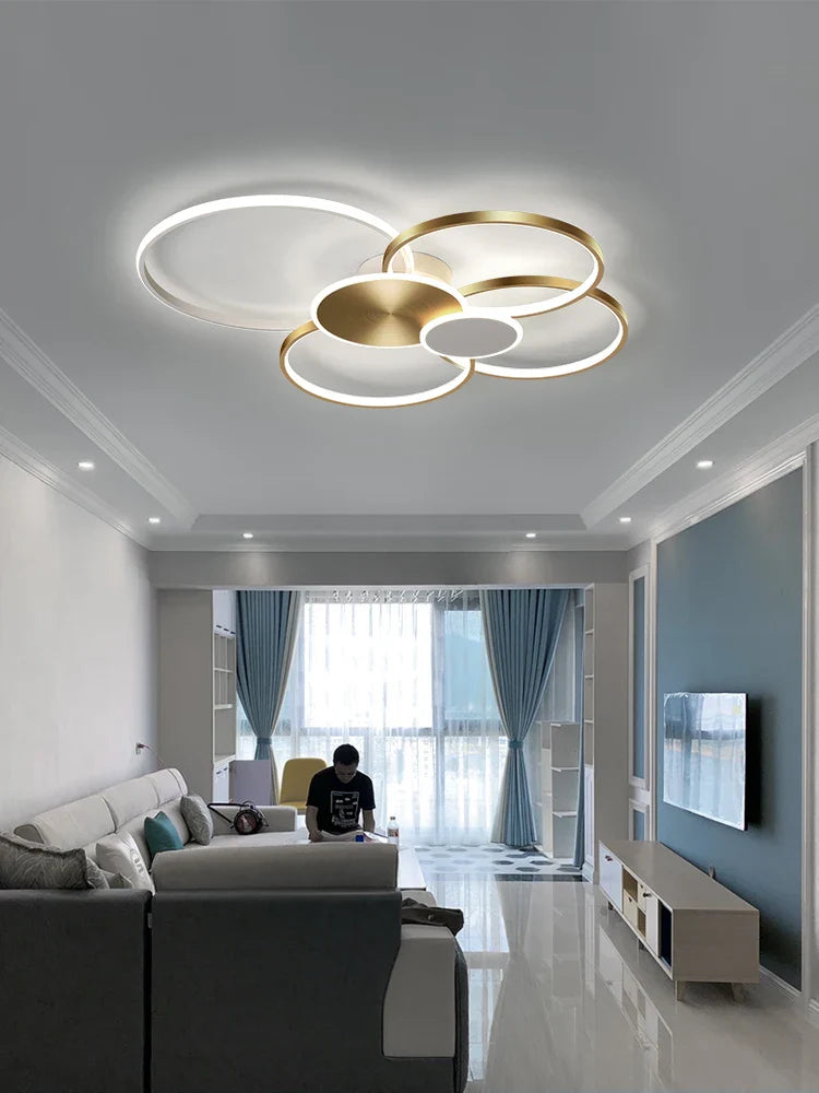 Afralia™ LED Round Ceiling Chandelier for Modern Living Room Decor