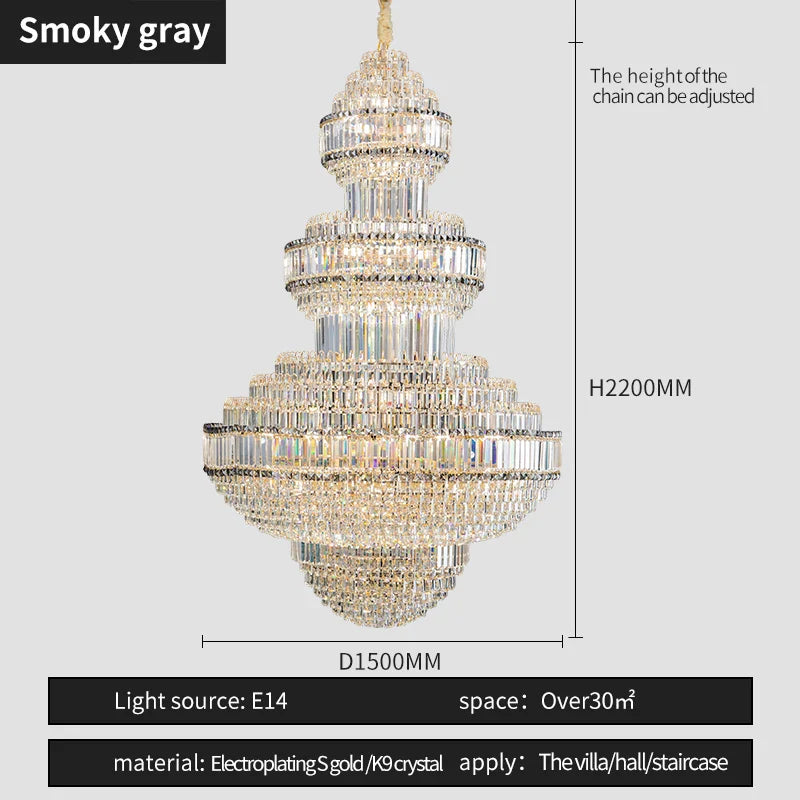 Afralia™ Crystal Villa Chandelier Pendant - Modern European Style Luxury Hotel Lobby Light