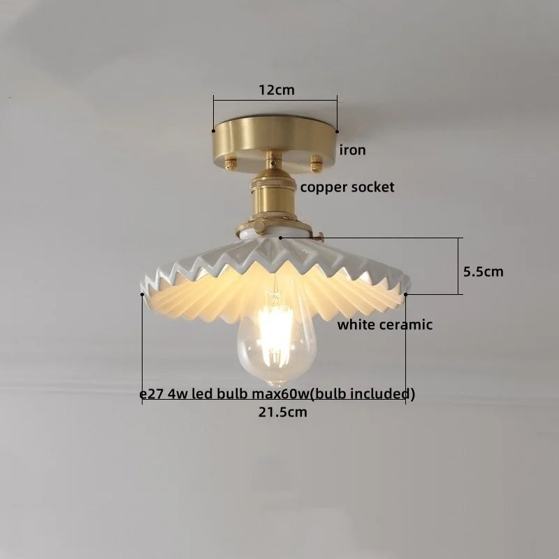 Afralia™ Ceramic LED Ceiling Light Modern White Porch Balcony Luminaria