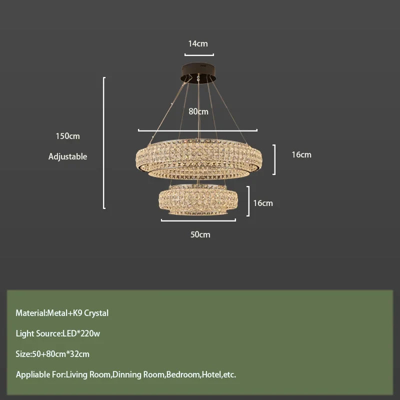 Afralia™ Modern Round Crystal LED Ceiling Lamp for Luxurious Living Room Lighting
