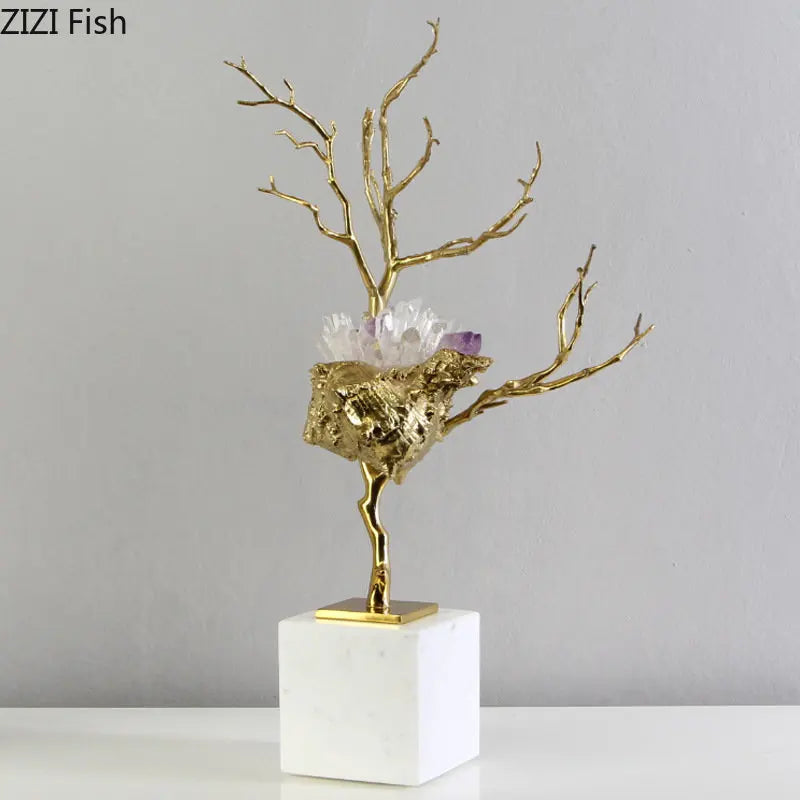 Afralia™ Golden Conch Metal Sculpture Decorative Figurine Artwork for Modern Home Decor