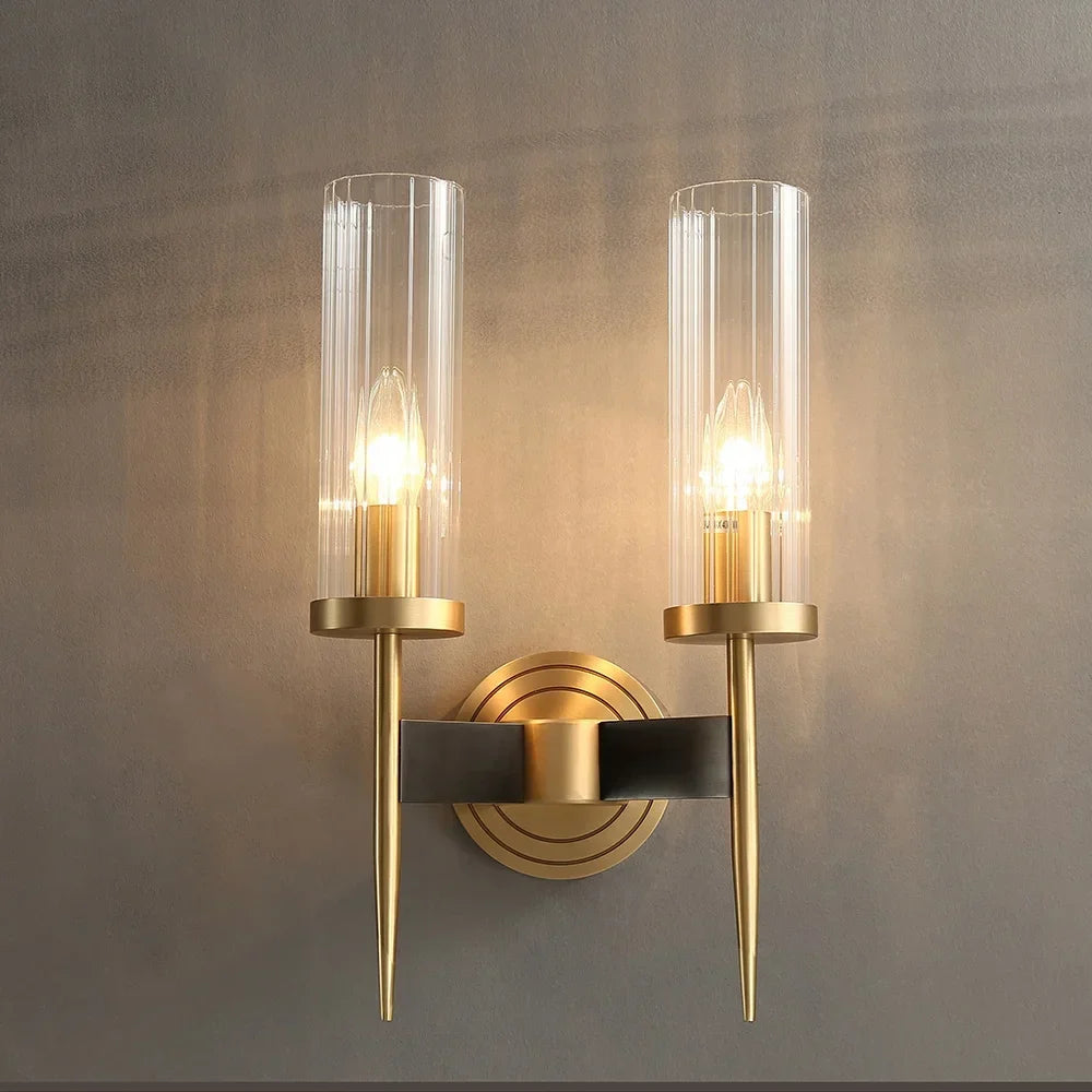 Afralia™ Nordic Copper Gold Wall Lamp for Home Bedroom Living Room