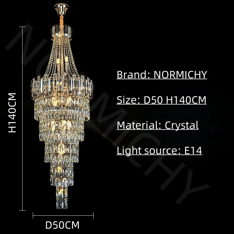 Afralia™ Crystal Chandelier Staircase Light LED Luxury Decoration