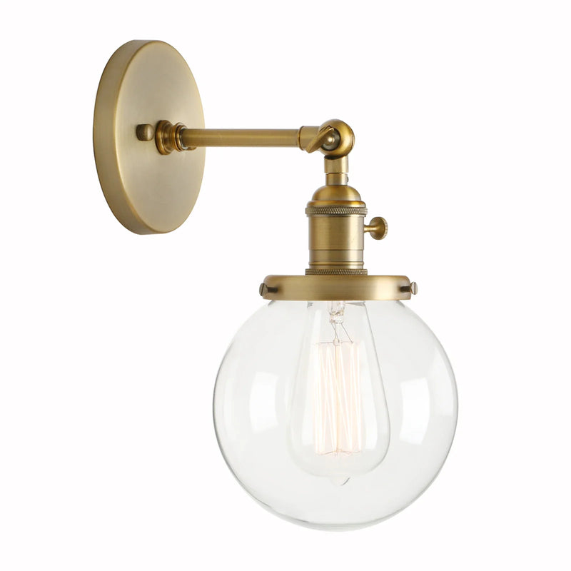 Afralia™ Single Industrial Wall Sconce with Globe Lampshade