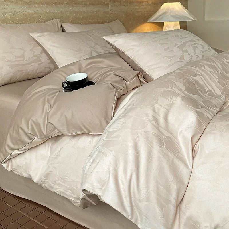 Afralia™ Luxury Jacquard Satin Cotton Bedding Sets for Adults