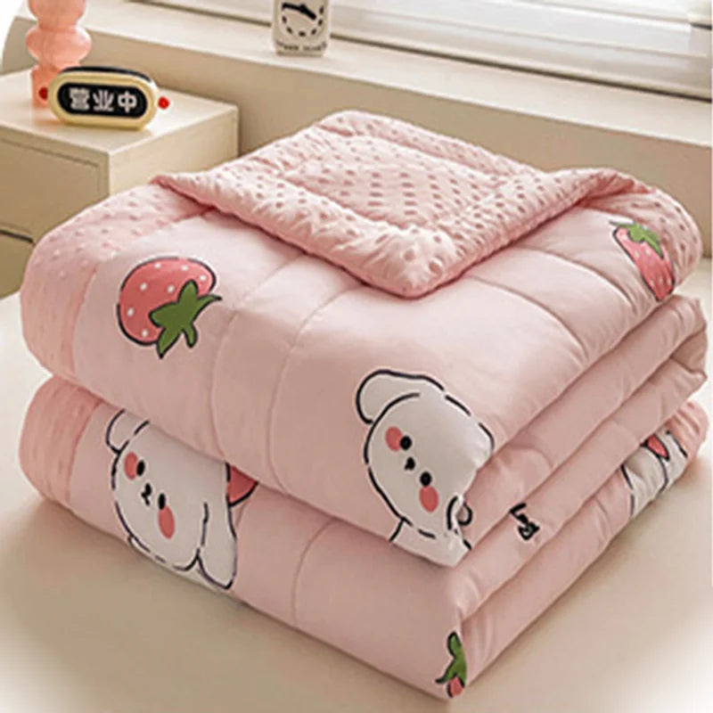 Afralia™ Cartoon Pattern Summer Comforter: Skin-Friendly Breathable Quilt for Kids & Adults