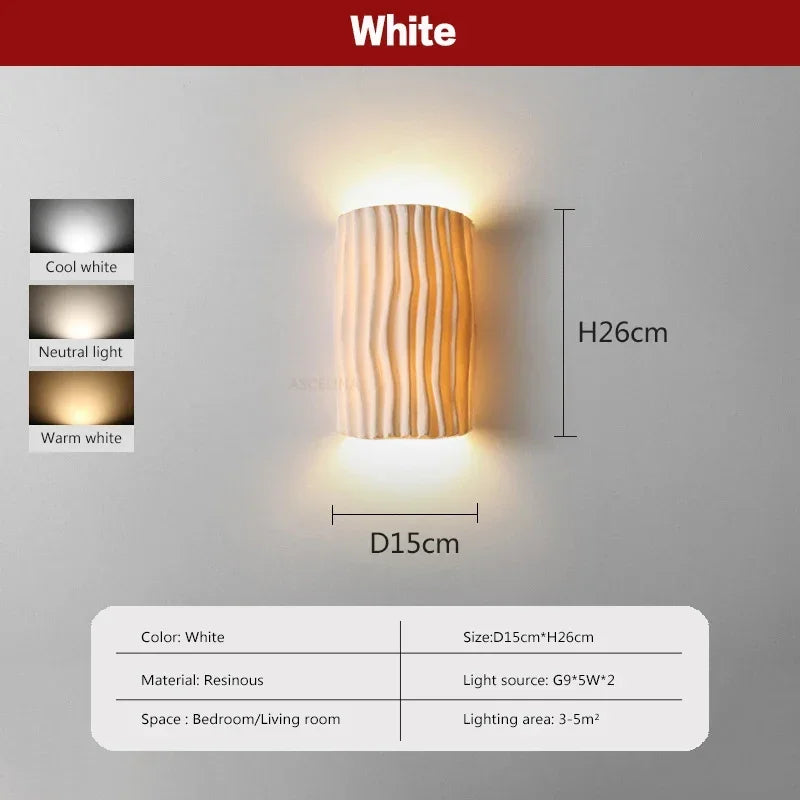 Afralia™ Nordic Wave Resin Wall Lamp Double Head LED Sconces for Home Decoration