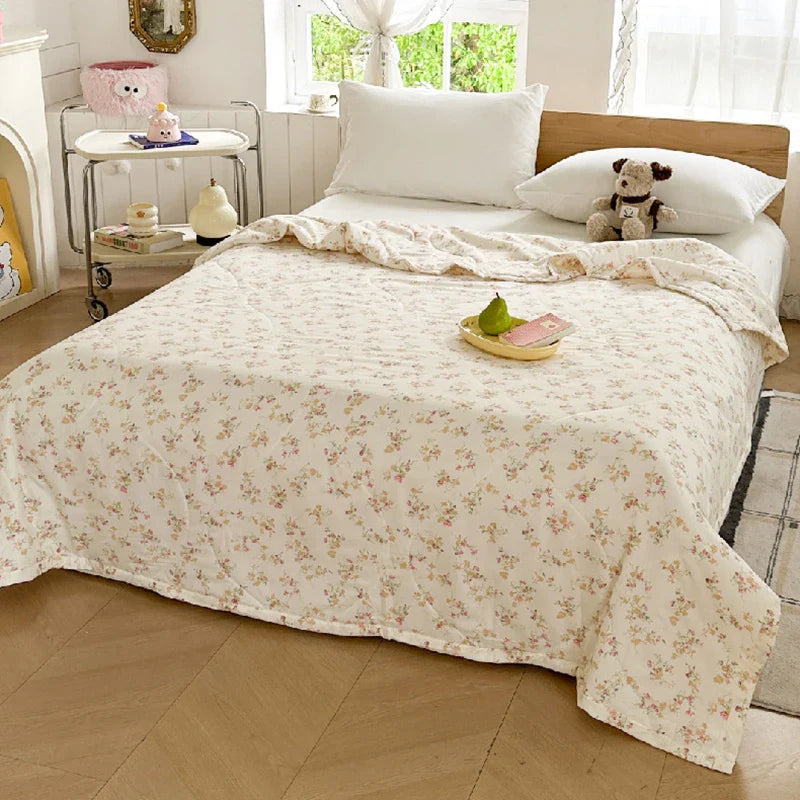 Afralia™ Floral Print Summer Quilt - Soft, Lightweight, Breathable Blanket