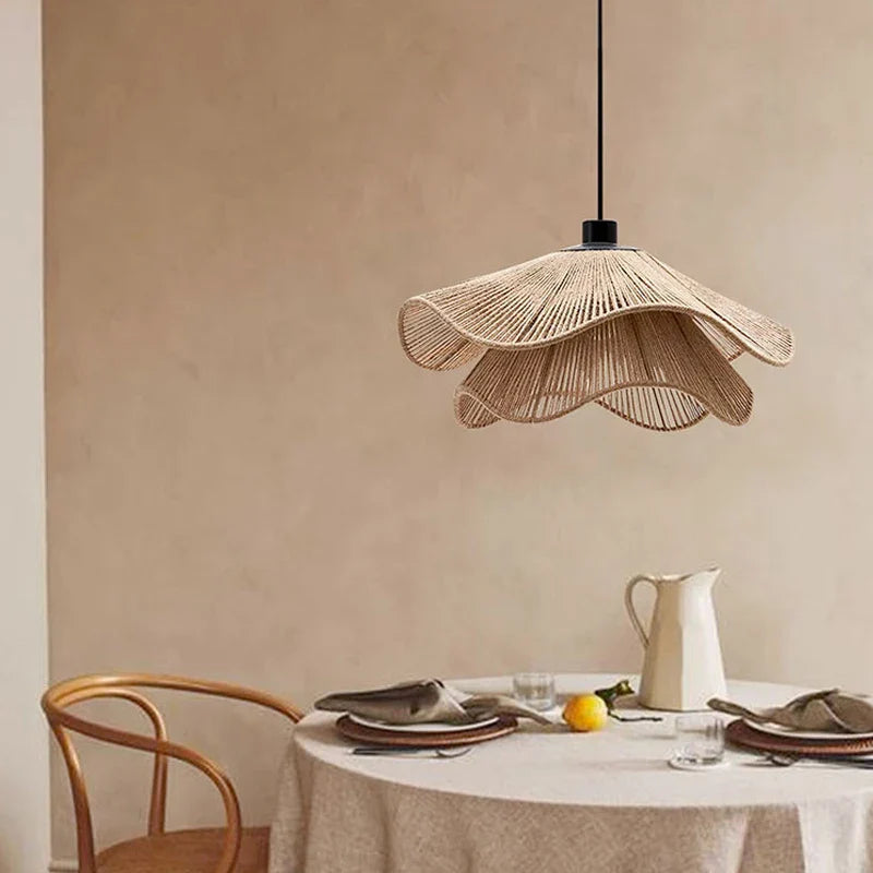 Afralia™ Hemp Rope Ceiling Chandelier, Nordic Minimalist LED Pendant Lights for Dining Room