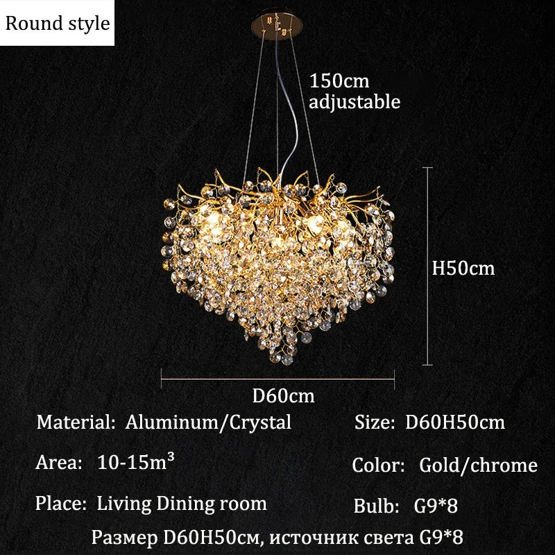 Afralia™ Crystal Chandeliers: Elegant Lighting Decor for Home Villa Living Room Bedroom