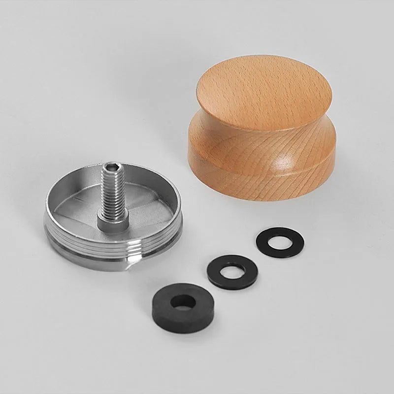 Afralia™ Professional Espresso Tamper, Adjustable Depth, 51/53/58mm Stainless Steel Beech Wood Handle