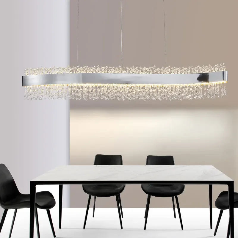 Afralia™ Modern Crystal Chandelier Pendant Lights LED Luxury Living Room Kitchen Island