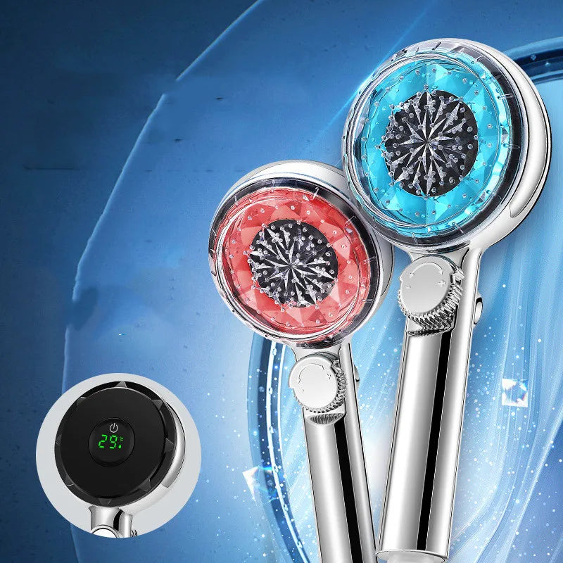 Afralia™ LED Filtered Shower Head with Digital Display - High Pressure Water Saving
