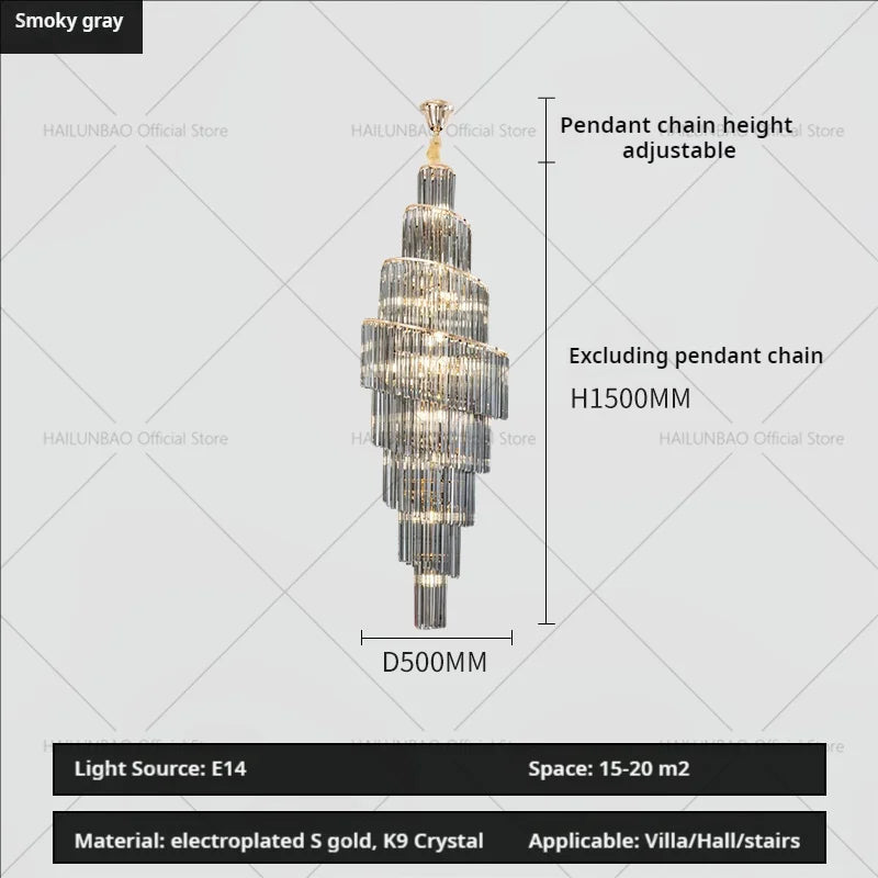 Afralia™ Crystal Chandelier for Penthouse Villa Living Room - Modern Light Luxury Design