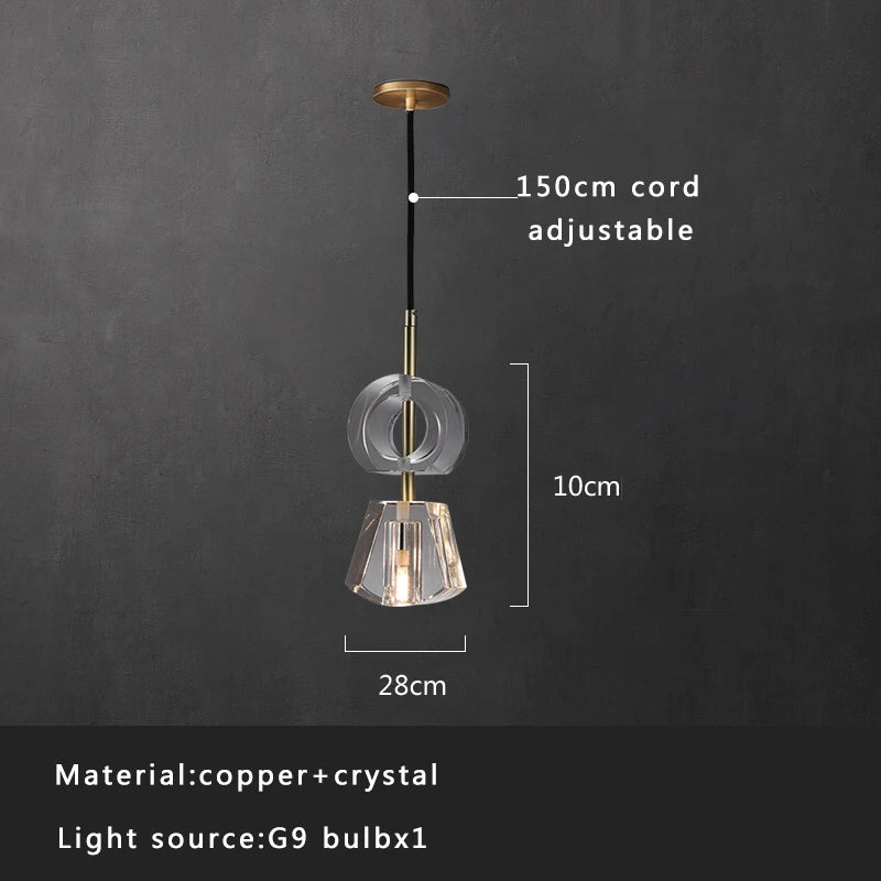 Afralia™ Luxury Copper Crystal Pendant Lights for Home Kitchen Bar Decoration