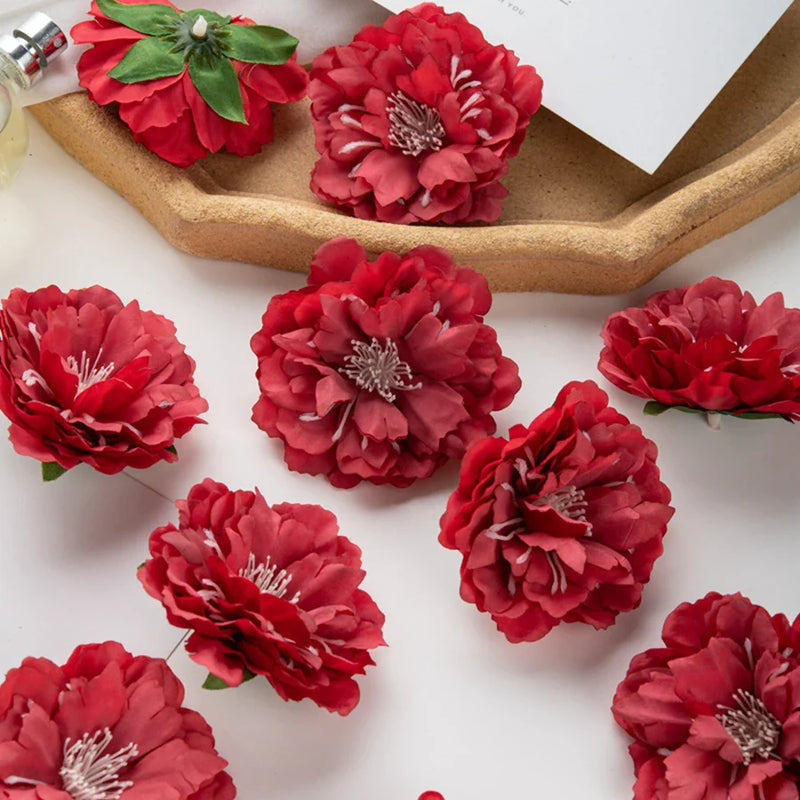 Afralia™ Silk Peony Flowers for Home Wedding Decor Scrapbook DIY Stamen Heads