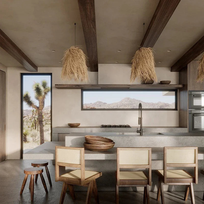 Afralia™ Handwoven Rattan LED Chandelier Pendant Light Fixture for Dining Room & Bar