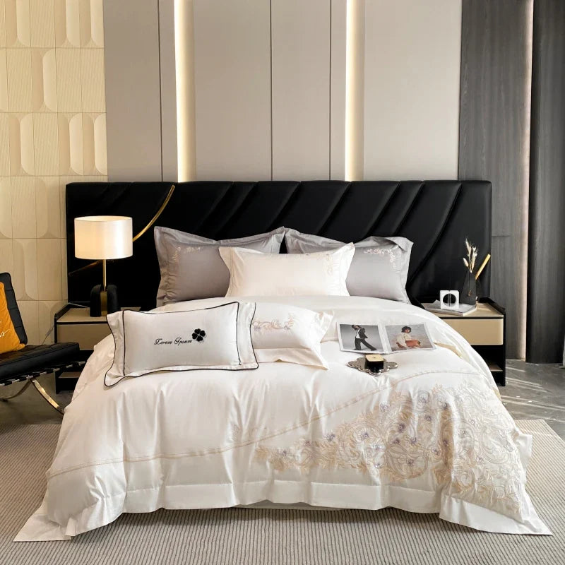 Afralia™ Luxury Embroidery Wedding Cotton Bedding Set