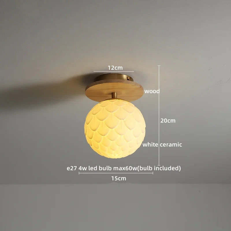 Afralia™ Ceramic Wood LED Ceiling Light for Modern Indoor Lighting