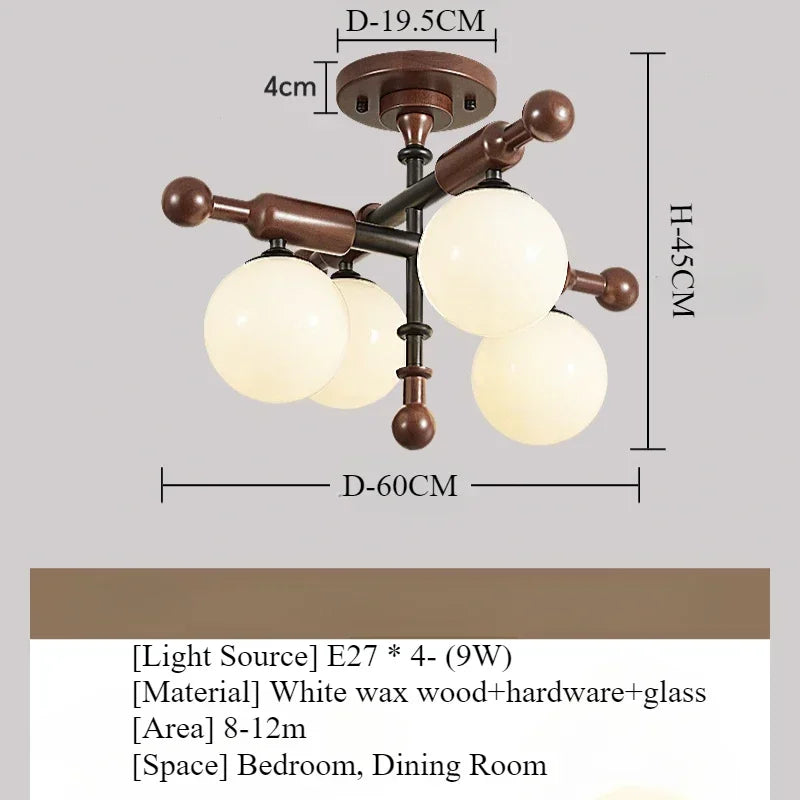 Afralia™ Wood Pendant Light Retro Design LED Chandelier for Home Decor and Lighting