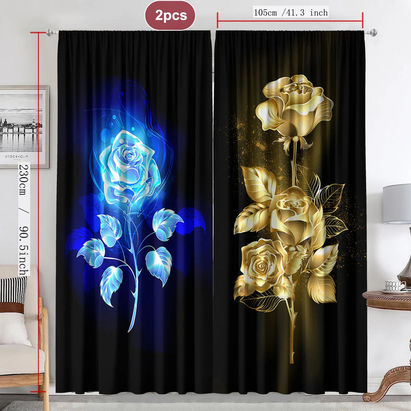 Afralia™ Flowers Curtains Set with Pole Bag for Home Decoration