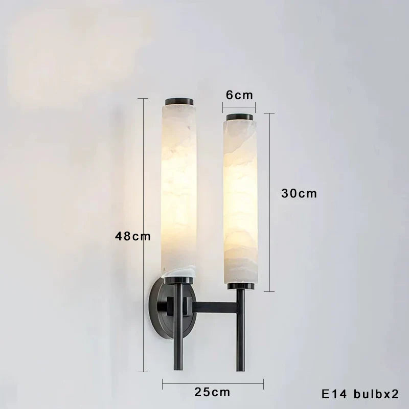 Afralia™ Marble Lampshade LED Wall Sconce in Bronze / Black Finish