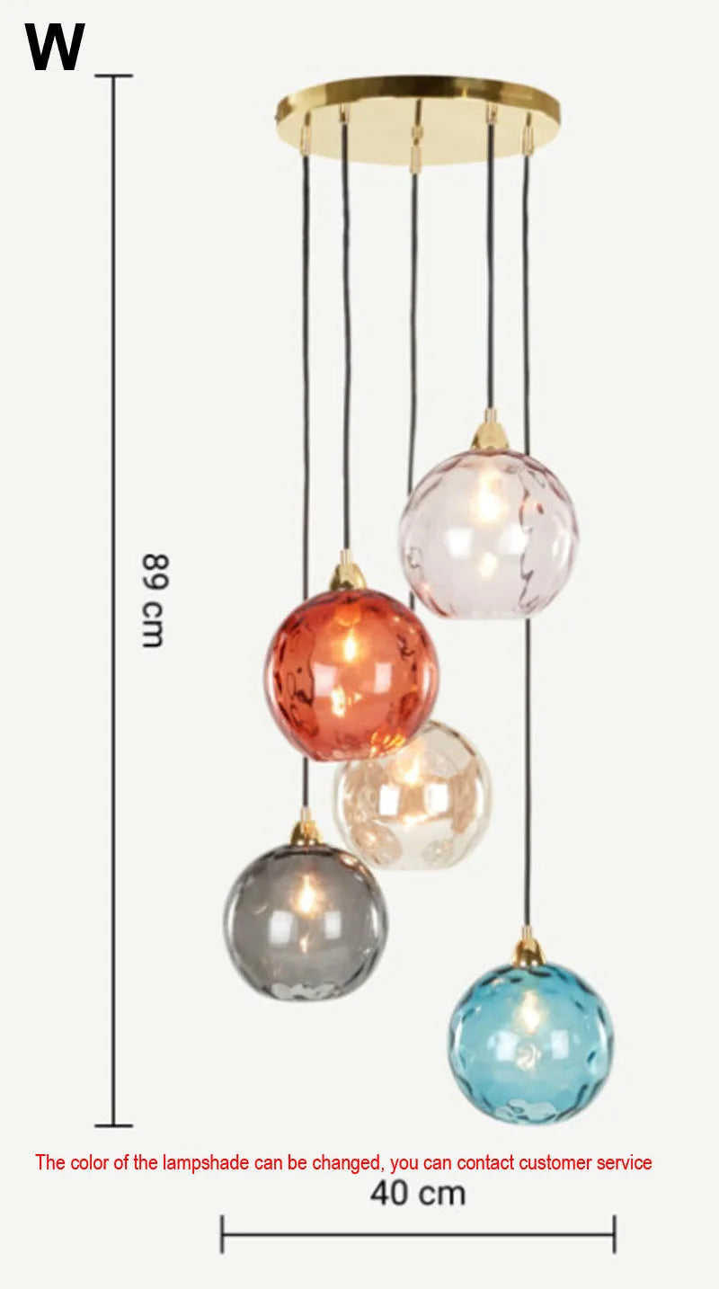 Afralia™ Glass Ball Lustre Pendant Lights - Modern Kitchen Hanging Fixture