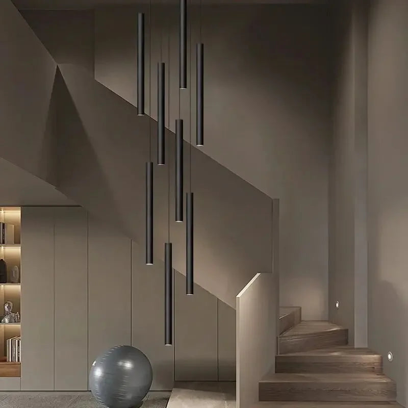 Afralia™ Modern Minimalist LED Stair Chandelier for Duplex Building Villa Living Room Dining Area