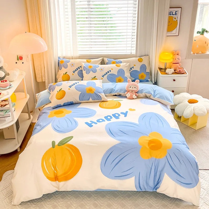 Afralia™ Flower Single Double Bedding Set Full Size Cotton Duvet Cover High Quality Quilt Cover Set