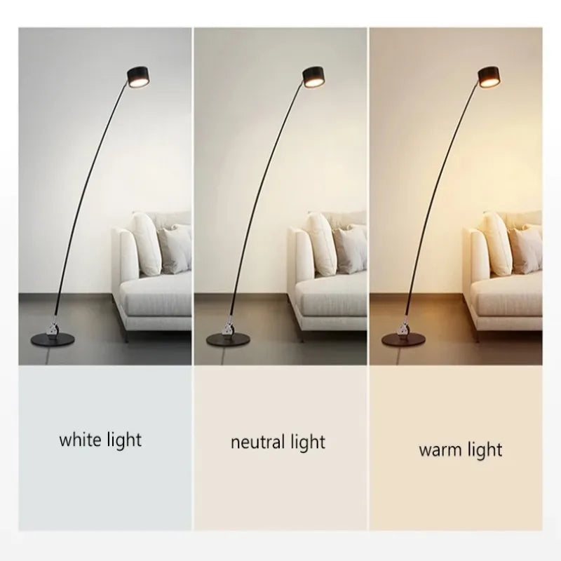 Afralia™ Long Pole LED Floor Lamp for Home Decor, Living Room, Bedroom - Black Standing Light