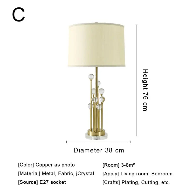 Afralia™ Crystal Bedside Lamp: Modern Nordic Design, Fabric Lampshade for Living Room & Bedroom