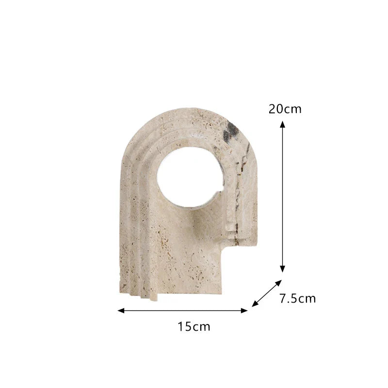 Afralia™ Archway Shape Travertine Sculpture Figurine Statue for Home Decor